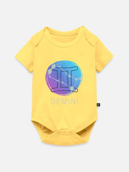 Zwilling Tierkreiszeichen Horoskop Sternzeichen - Baby Premium Kurzarmbody - Pastellgelb