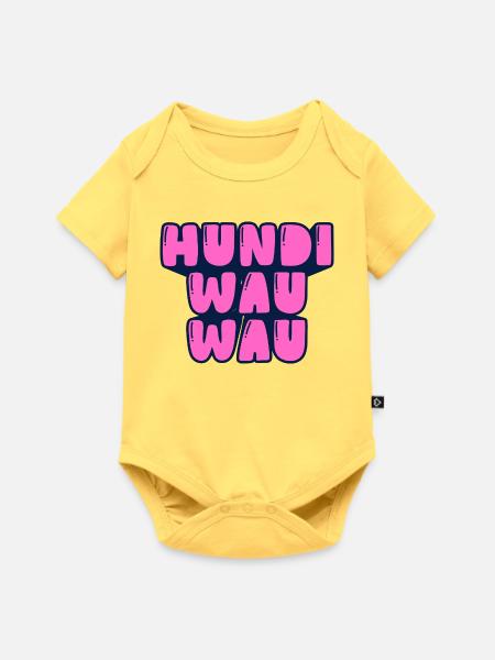 hundi wau wau - Baby Premium Kurzarmbody - Pastellgelb