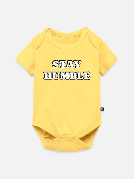 Bleiben Sie bescheiden - Baby Premium Kurzarmbody - Pastellgelb