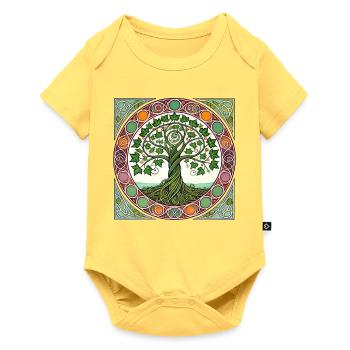 Tree of Life Circular Stained Glass - Baby Premium short-sleeve bodysuit - sky yellow - Front