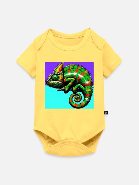 Chamäleon - Baby Premium Kurzarmbody - Pastellgelb