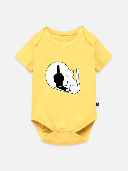 Spiegelkatze Mittelfinger - Baby Premium Kurzarmbody - Pastellgelb