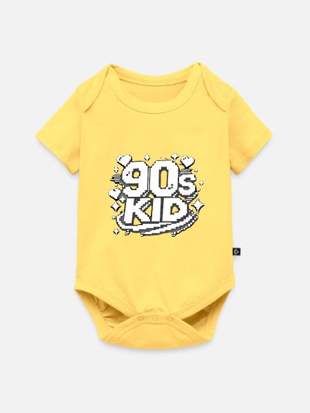 90er Kid Pixel Design - Baby Premium Kurzarmbody - Pastellgelb