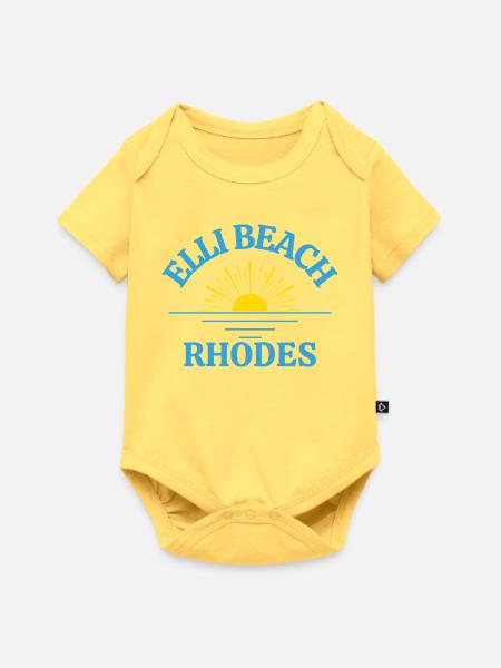 Rhodes Beach Sonnenaufgangslogo - Baby Premium Kurzarmbody - Pastellgelb