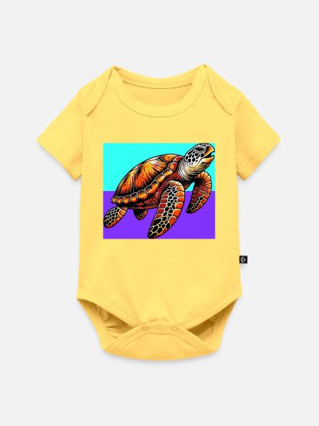 Schildkröte - Baby Premium Kurzarmbody - Pastellgelb