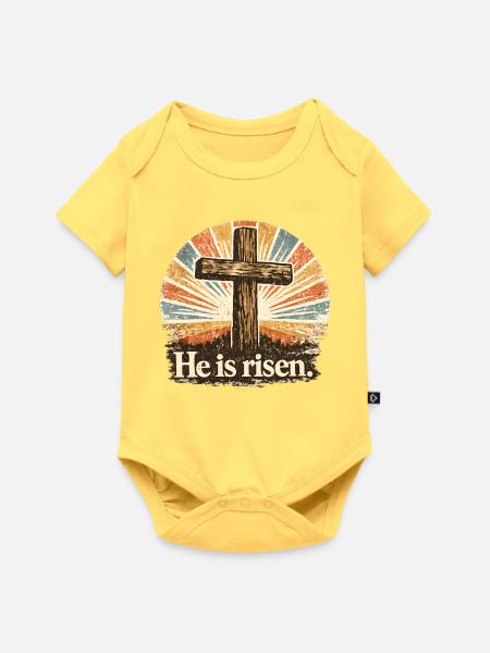He Is Risen - Baby Premium Kurzarmbody - Pastellgelb