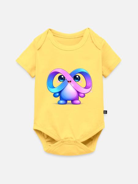 Niedlicher Meta-Infinity-Maskottchen-Aufkleber - Baby Premium Kurzarmbody - Pastellgelb