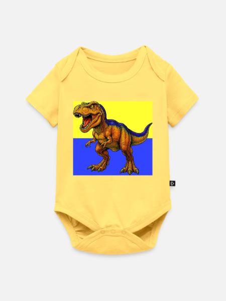 Dinosaurier - Baby Premium Kurzarmbody - Pastellgelb
