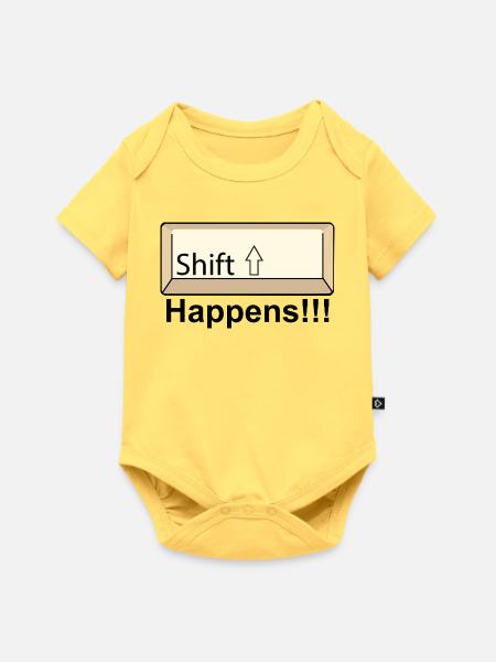 Shift Key Minimal Keyboard Design - Baby Premium Kurzarmbody - Pastellgelb