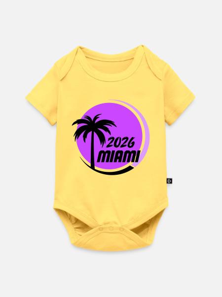Miami Palmen Neon Logo - Baby Premium Kurzarmbody - Pastellgelb