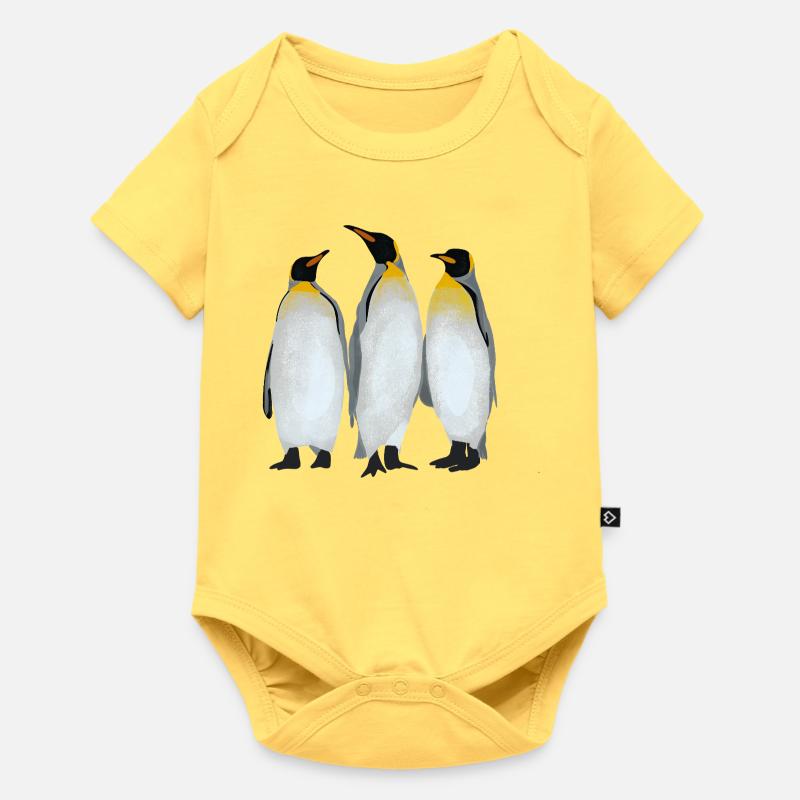 Trois Pingouins - Body à manches courtes Premium Bébé - jaune pastel