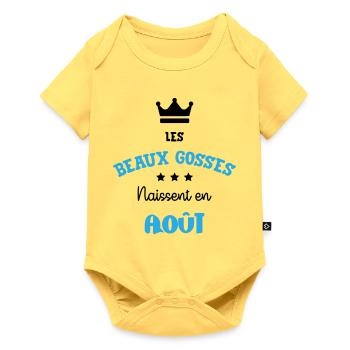 Cadeau naissance bébé garçon Août Beaux Gosses BG - Body à manches courtes Premium Bébé - jaune pastel - Devant