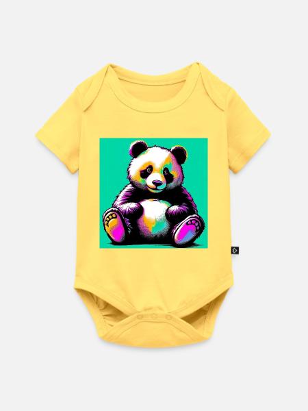 Panda - Baby Premium Kurzarmbody - Pastellgelb