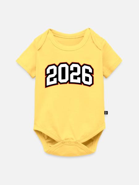 2026 Jahr - Baby Premium Kurzarmbody - Pastellgelb