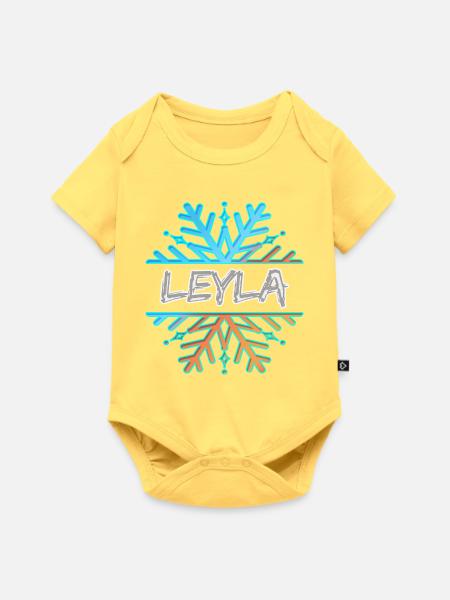Vorname Leyla - Baby Premium Kurzarmbody - Pastellgelb