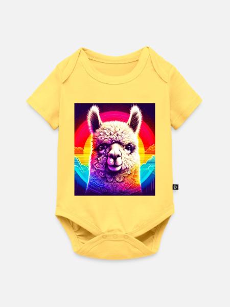 Alpaka - Baby Premium Kurzarmbody - Pastellgelb