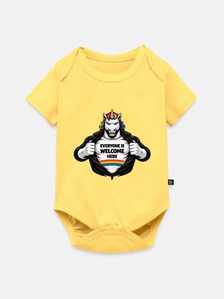 Vielfalt & Respekt Regenbogen Statement Design - Baby Premium Kurzarmbody - Pastellgelb
