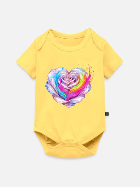 Kristallherz Regenbogenfusion - Baby Premium Kurzarmbody - Pastellgelb