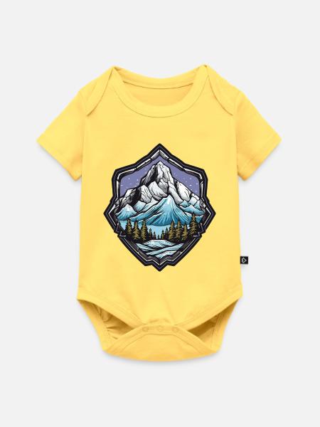 Berge Winterlandschaft - Baby Premium Kurzarmbody - Pastellgelb