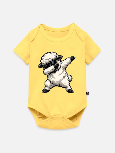 Dabbing Schaf - Baby Premium Kurzarmbody - Pastellgelb