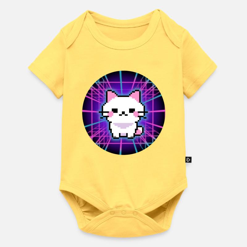 Neon Pixel Pets – Ambiances de glitch pour les joueurs - Body à manches courtes Premium Bébé - jaune pastel