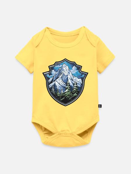 Berge - Baby Premium Kurzarmbody - Pastellgelb