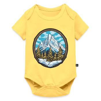 Alpine Mountain Panorama Badge - Baby Premium short-sleeve bodysuit - sky yellow - Front