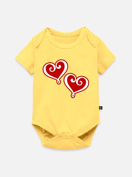 Herzen Symbol - Baby Premium Kurzarmbody - Pastellgelb