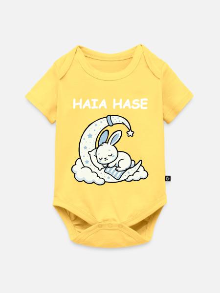 Haia Hase Kaninchen - Baby Premium Kurzarmbody - Pastellgelb
