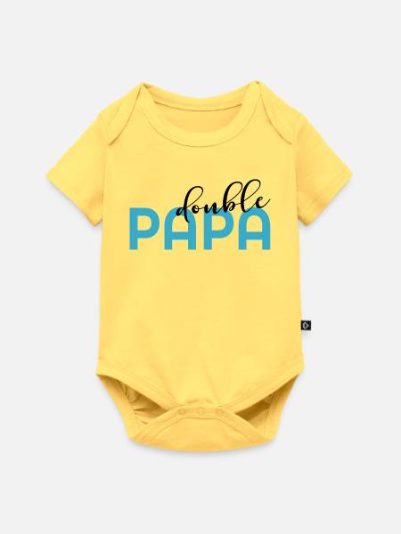 Vater von zwei Kindern - Baby Premium Kurzarmbody - Pastellgelb