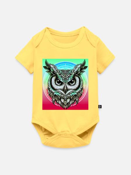 Eule - Baby Premium Kurzarmbody - Pastellgelb