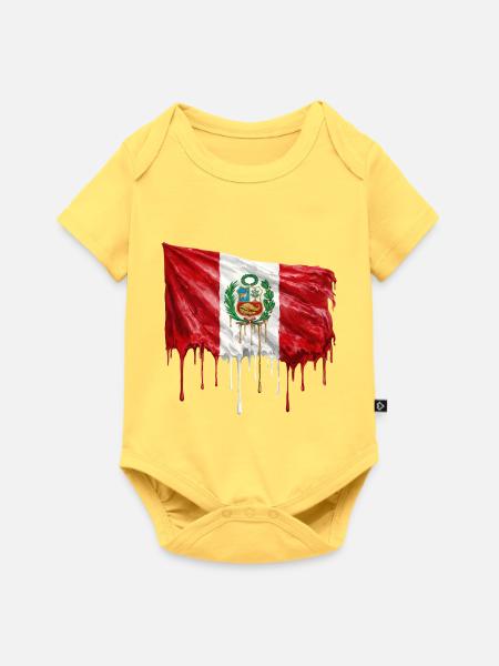 Schmelzende Peru-Flagge Kunst - Baby Premium Kurzarmbody - Pastellgelb