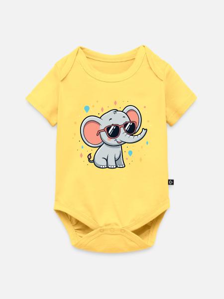 Schimmernde Elefanten-Sonnenbrille - Baby Premium Kurzarmbody - Pastellgelb
