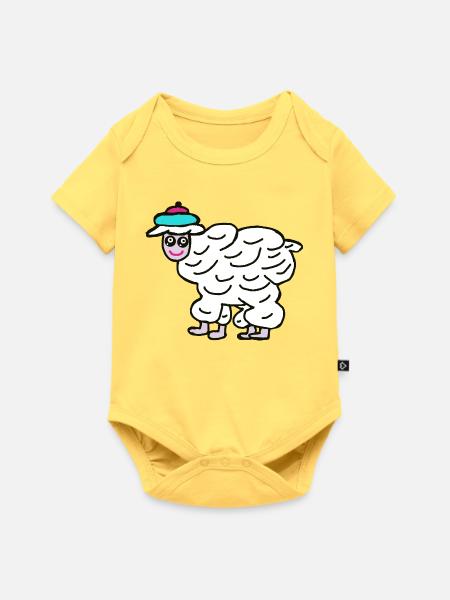 Schaf Wandern Schafe - Baby Premium Kurzarmbody - Pastellgelb