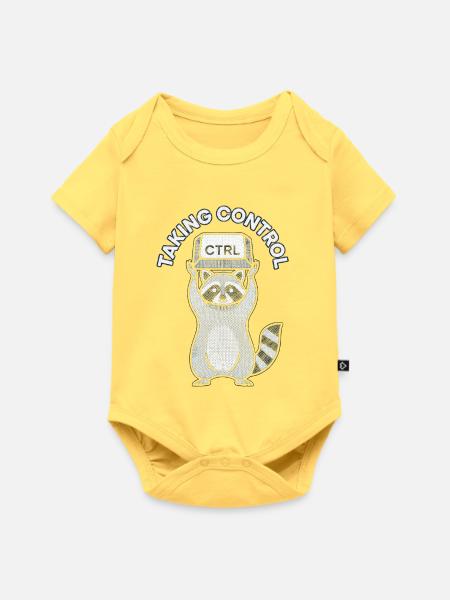 Raccoon Ctrl: Taking Control - Baby Premium Kurzarmbody - Pastellgelb