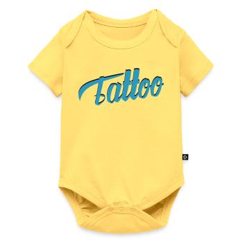 Écriture de tatouage en sarcelle-ci - Body à manches courtes Premium Bébé - jaune pastel - Devant