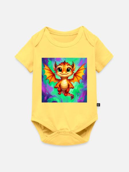 Drache - Baby Premium Kurzarmbody - Pastellgelb