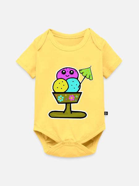 Bunter Eisbecher Eiscreme Eiskreme Eis - Baby Premium Kurzarmbody - Pastellgelb