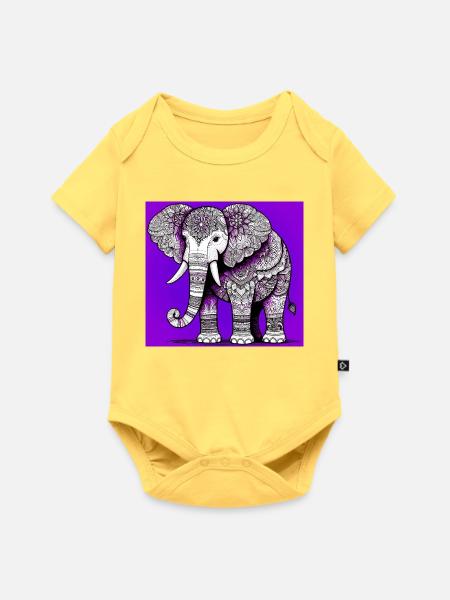 Elefant - Baby Premium Kurzarmbody - Pastellgelb