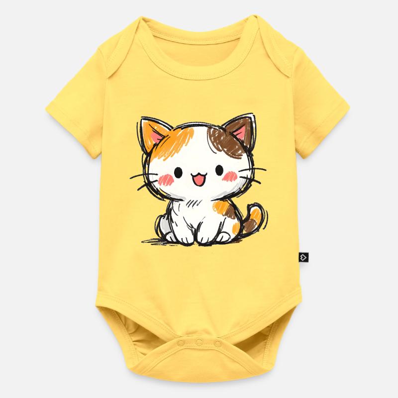 Petit Chaton Chanceux - Body à manches courtes Premium Bébé - jaune pastel