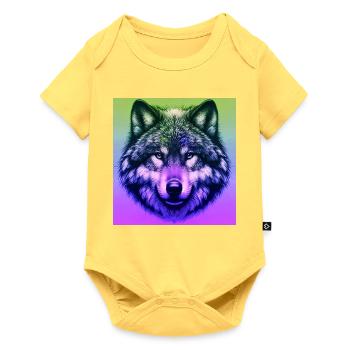 Wolf - Baby Premium Kurzarmbody - Pastellgelb - Vorne