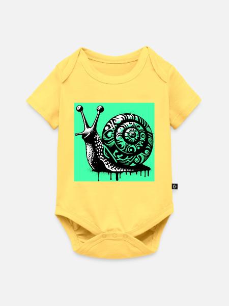 Schnecke - Baby Premium Kurzarmbody - Pastellgelb