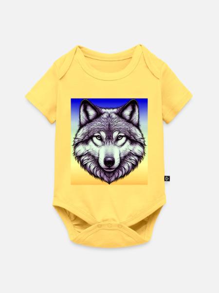 Wolf - Baby Premium Kurzarmbody - Pastellgelb