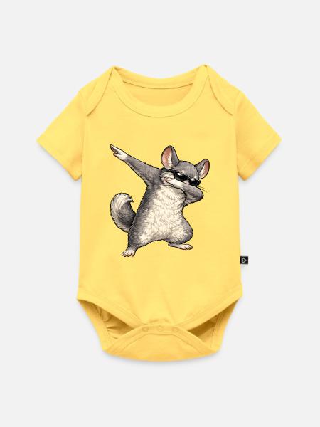 Dabbing Chinchilla - Baby Premium Kurzarmbody - Pastellgelb