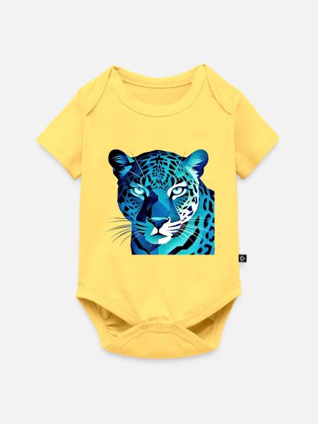 Fluoreszierender geometrischer Blauer Leopard - Baby Premium Kurzarmbody - Pastellgelb