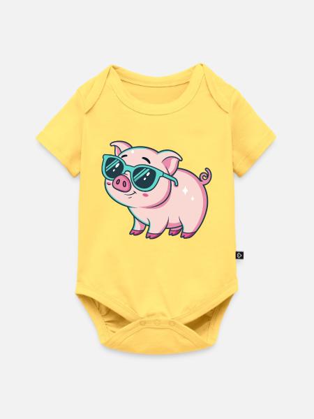 Cool Pig Sonnenbrille - Baby Premium Kurzarmbody - Pastellgelb