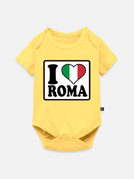 I love Roma, Rom - Baby Premium Kurzarmbody - Pastellgelb