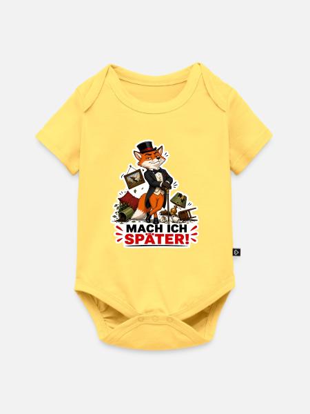 Mach ich später – Frecher Fuchs - Baby Premium Kurzarmbody - Pastellgelb
