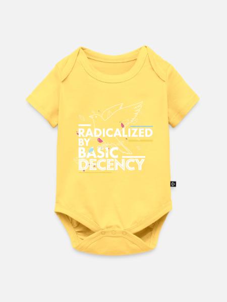 Radicalized by Basic Decency Statement Design - Baby Premium Kurzarmbody - Pastellgelb