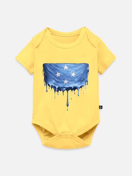 Micronesia tropfende Flagge - Baby Premium Kurzarmbody - Pastellgelb